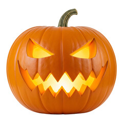 Carved Halloween pumpkin with glowing spooky expression