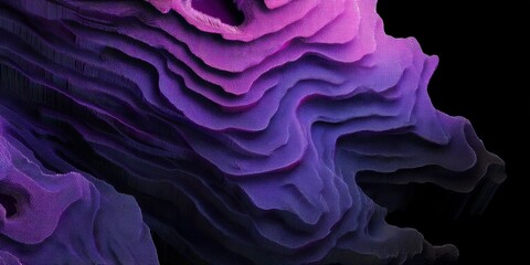 Obraz premium Abstract layers of violet and pink hues form a captivating topographic landscape, showcasing depth, texture, and artistic flair.
