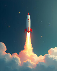 Fototapeta premium Minimalist Rocket Exhaust Trails