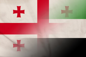 Fototapeta premium Georgia and UAE political flag international negotiation ARE GEO