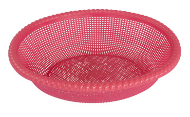 A small round plastic storage basket for multipurpose use on a transparent background