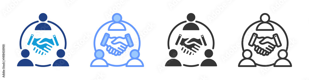 Poster Collaboration icon set multiple style collection
