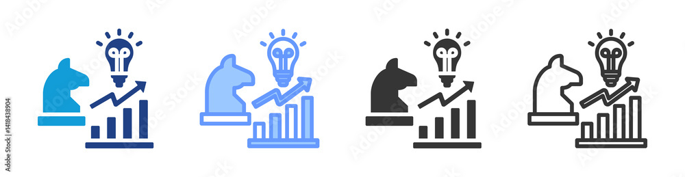 Poster Strategy icon set multiple style collection