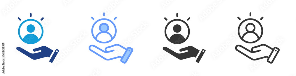 Poster empowerment icon set multiple style collection