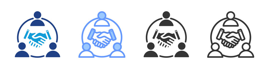 Collaboration icon set multiple style collection