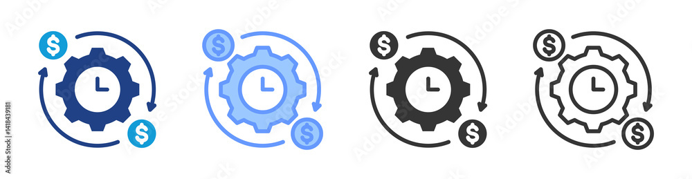 Poster Efficiency icon set multiple style collection