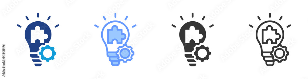 Poster resourcefulness icon set multiple style collection