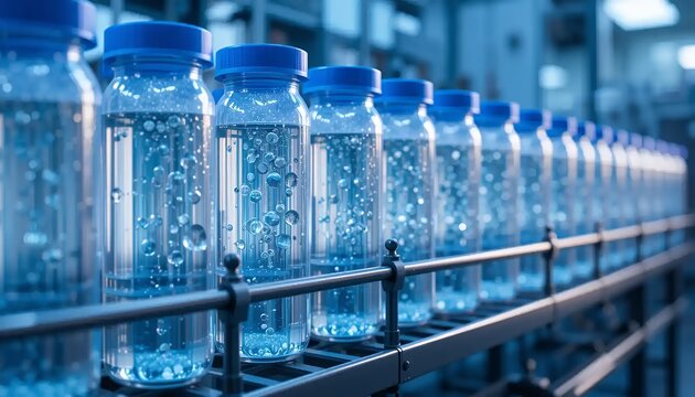 Water bottle on conveyor
