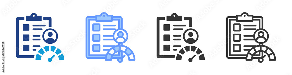 Poster Performance Based Assessment icon set multiple style collection