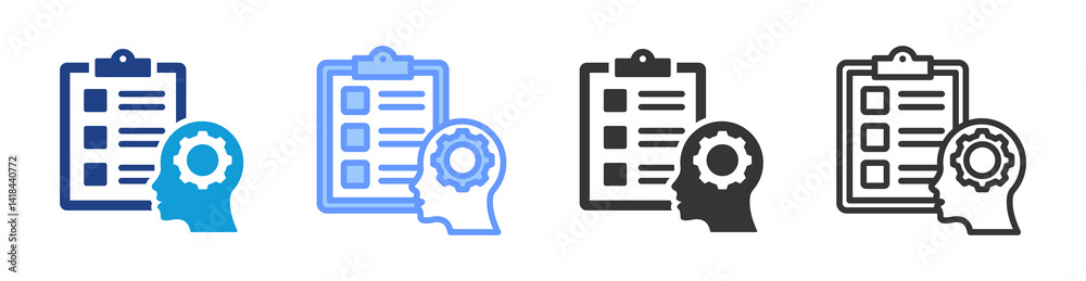 Aufkleber aptitude test icon set multiple style collection