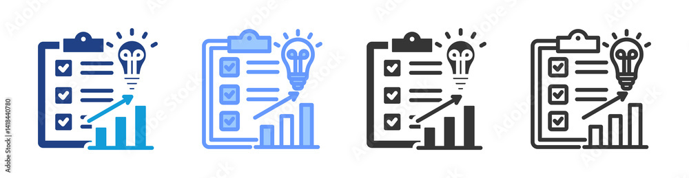 Poster achievement test icon set multiple style collection