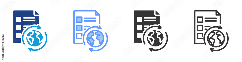 Aufkleber international exams icon set multiple style collection