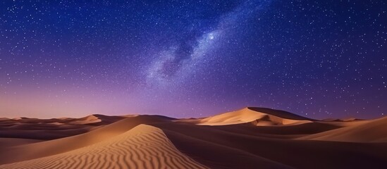 The majestic desert landscape showcasing a starry night sky above