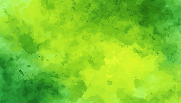 Abstract Watercolor Background with Green and Yellow Blended Colors, Soft and Natural