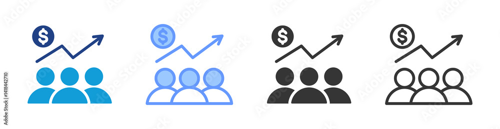 Poster Public icon set multiple style collection