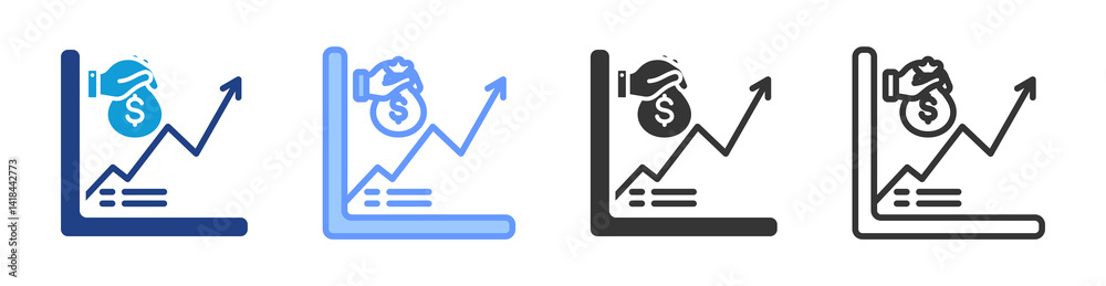 Poster pricing icon set multiple style collection
