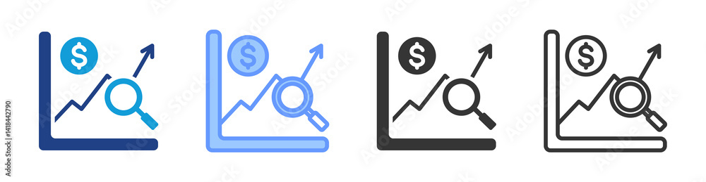 Poster Valuation icon set multiple style collection