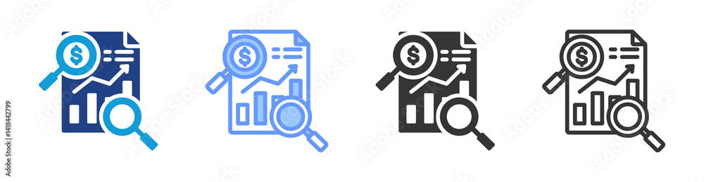 Poster Due Diligence icon set multiple style collection