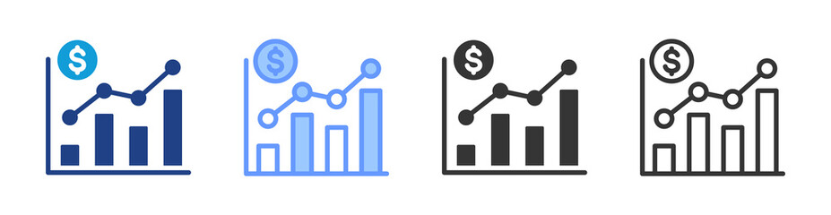 Stock Market icon set multiple style collection