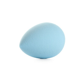 Blue makeup sponge on white background