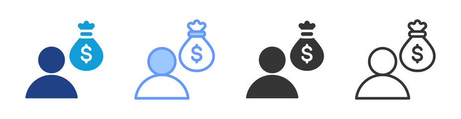 Investors icon set multiple style collection