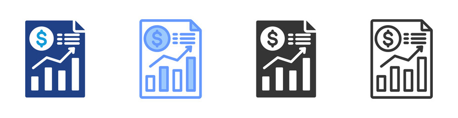 Financials icon set multiple style collection