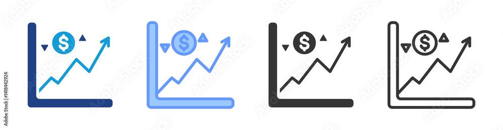 Poster Share Price icon set multiple style collection
