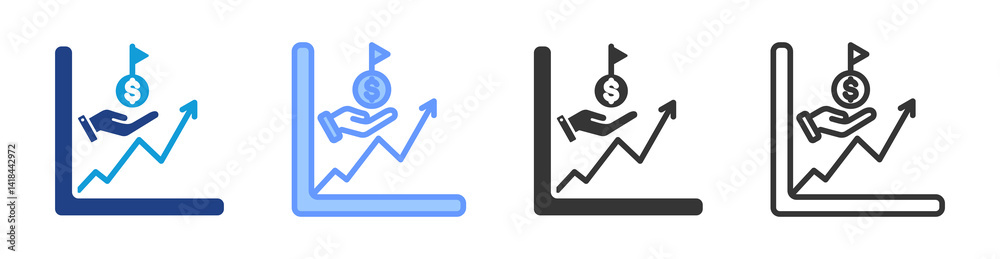 Poster offer price icon set multiple style collection