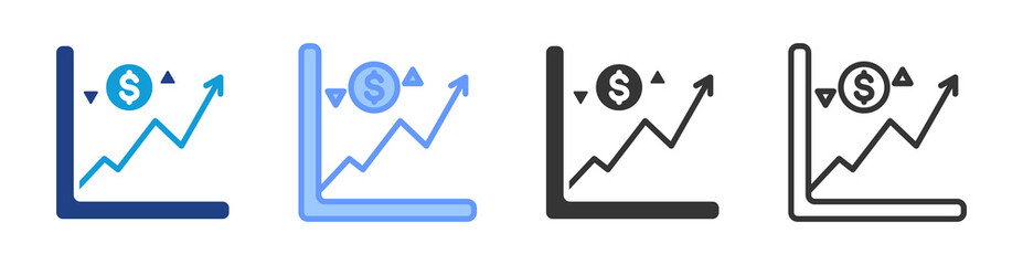 Share Price icon set multiple style collection