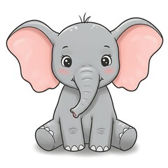 Obraz premium Cartoon baby elephant with happy expression