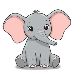 Fototapeta premium Sweet baby elephant smiling cartoon art