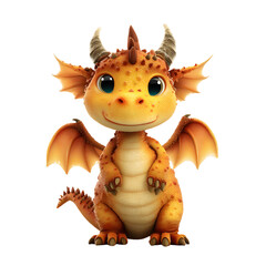Cute baby dragon illustration adorable orange dragon cartoon character design