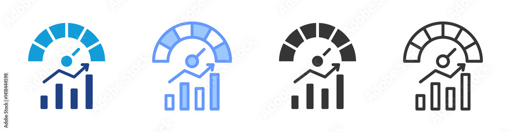 Aufkleber kpi icon set multiple style collection