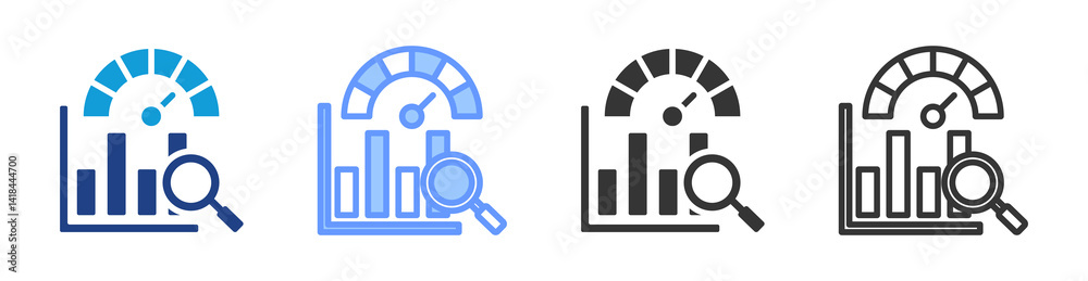 Poster benchmarking icon set multiple style collection