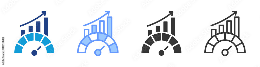Aufkleber performance improvement icon set multiple style collection