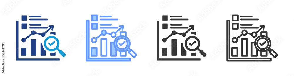 Poster Performance Review icon set multiple style collection