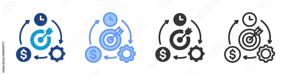 Poster Effectiveness icon set multiple style collection