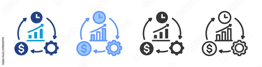 Poster Efficiency icon set multiple style collection