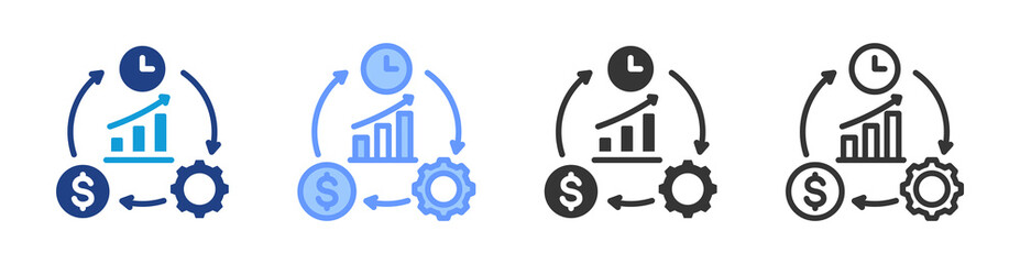 Efficiency icon set multiple style collection