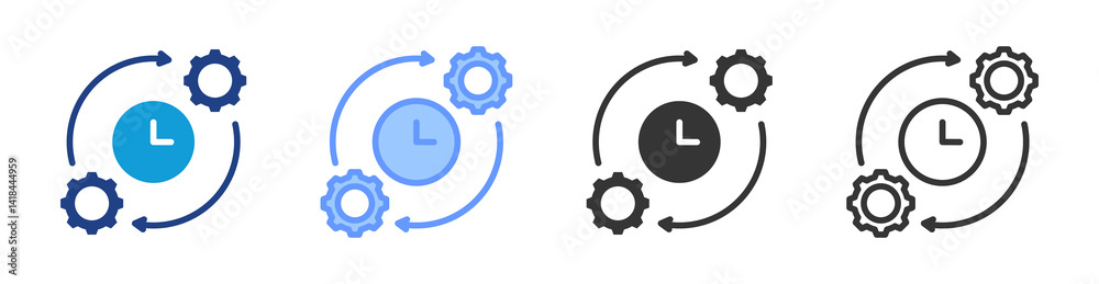 Aufkleber Time Management icon set multiple style collection