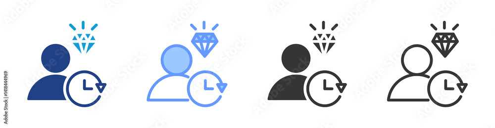 Aufkleber customer lifetime value icon set multiple style collection