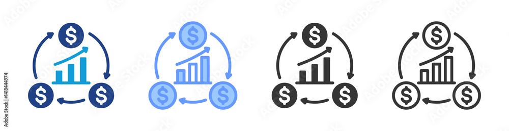 Poster cashflow icon set multiple style collection