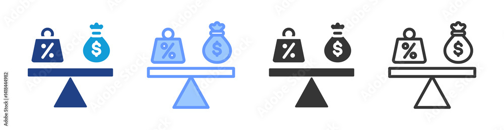 Poster debt to equity ratio icon set multiple style collection