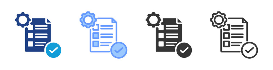 Project Completion icon set multiple style collection