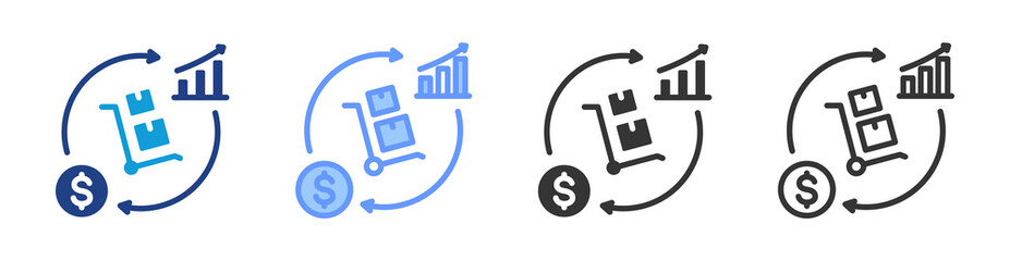 Inventory Turnover icon set multiple style collection