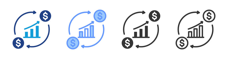 Return On Equity icon set multiple style collection