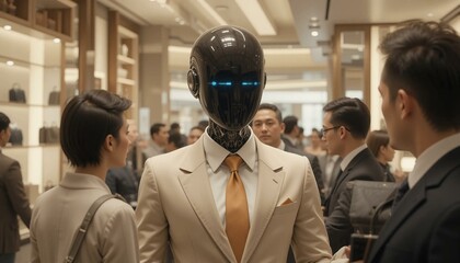 Business AI salesclerk Robot In a fancy shop