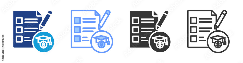 Poster examination icon set multiple style collection