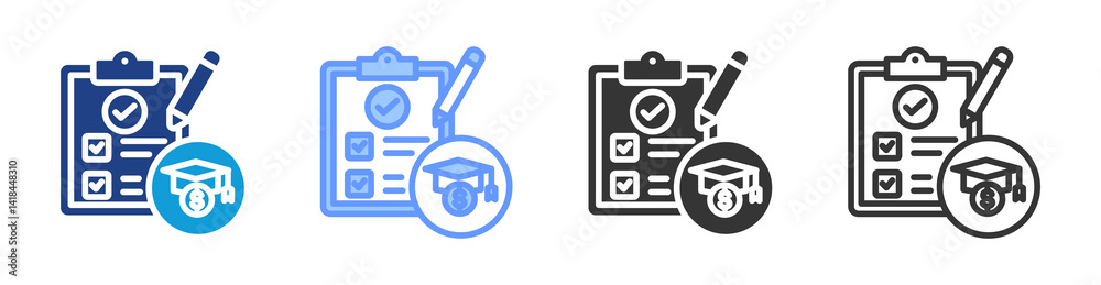Poster test scores icon set multiple style collection