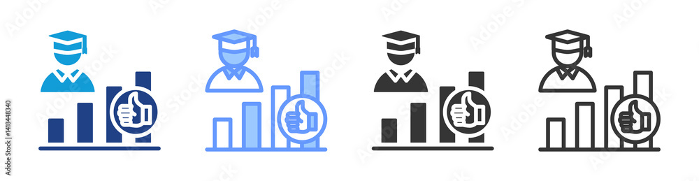 Aufkleber academic performance icon set multiple style collection